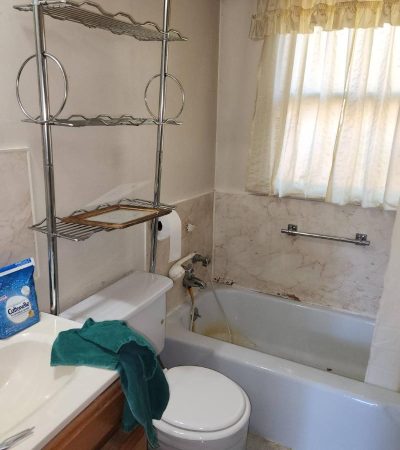 bathroom in renovation of house we bought as is